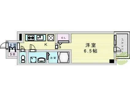 エスリード新北野グランリンク(1K/9階)の間取り写真