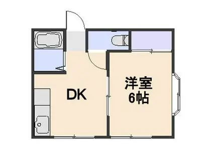 下里本間ビル(1DK/2階)の間取り写真