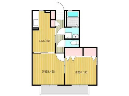 リバティ21(2DK/2階)の間取り写真