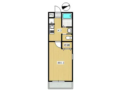 TAKE V(1K/1階)の間取り写真