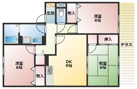 アルパポンテ一番館(3DK/1階)の間取り写真