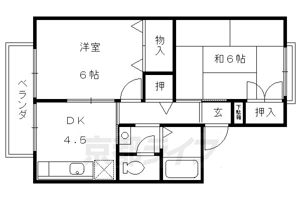 ハイツ鞍ヶ谷(2DK/2階)の間取り写真