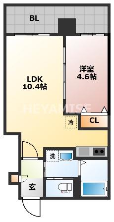 SGB浜町(1LDK/10階)の間取り写真
