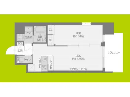 プレジオ城東(1LDK/12階)の間取り写真