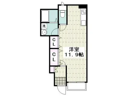 エルシオン宮下(ワンルーム/1階)の間取り写真