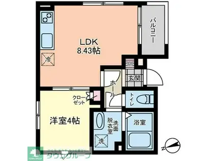 コンフィデンス東大宮D(1LDK/3階)の間取り写真