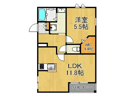 ヴァンベール(1LDK/2階)の間取り写真