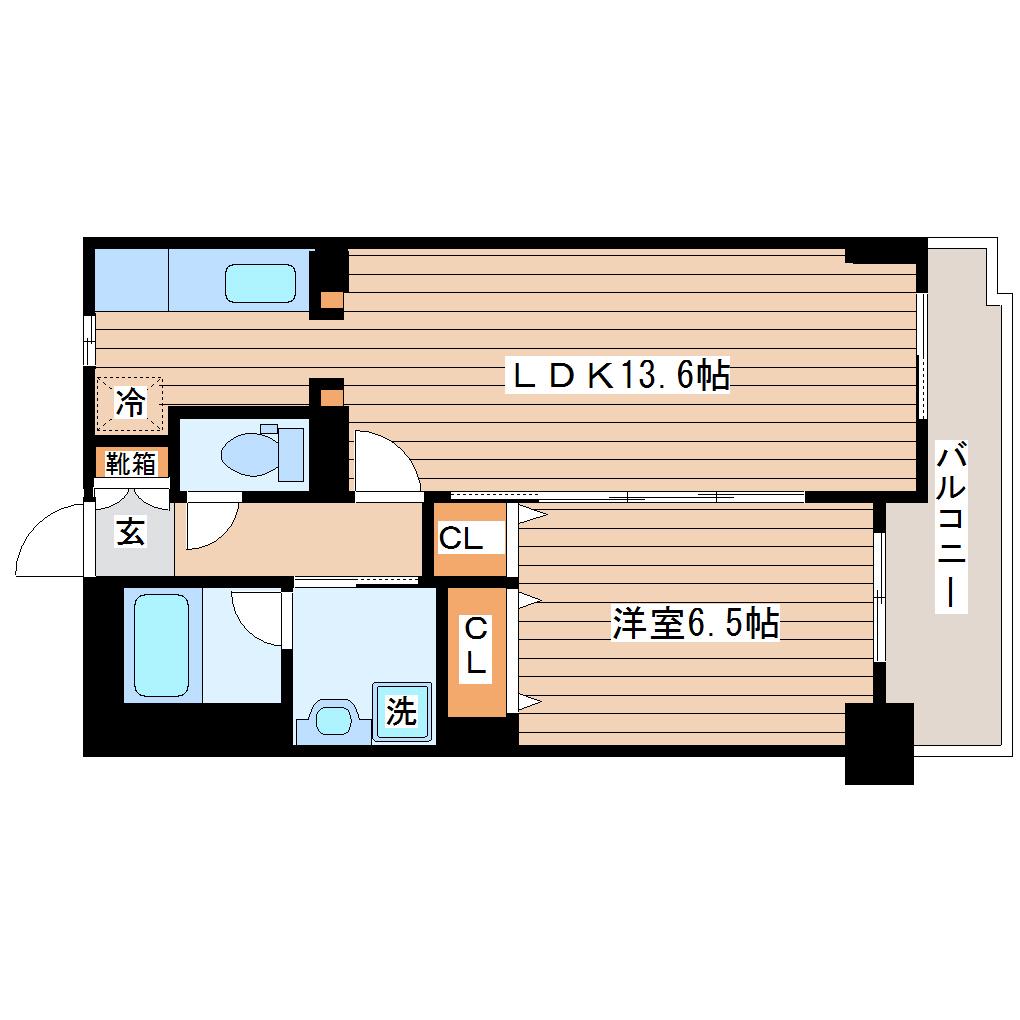 SK20ビル(1LDK/4階)の間取り写真