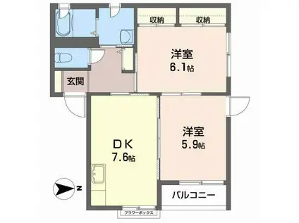 アーバンストリートB(2DK/2階)の間取り写真