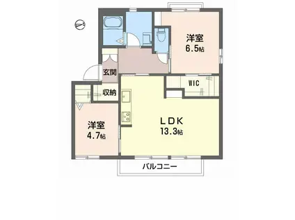 ピースハイツK C棟(2LDK/2階)の間取り写真