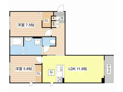 シャーメゾン ピュアワン(2LDK/1階)の間取り写真