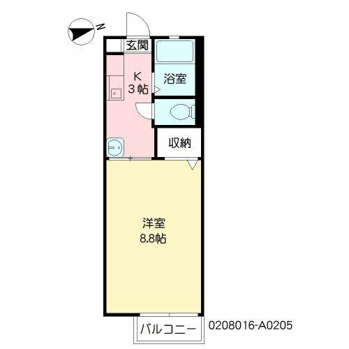 メゾンドマモール(1K/2階)の間取り写真