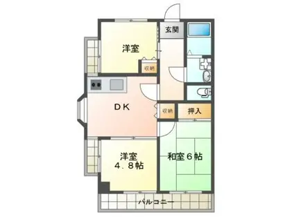 グランドコーポ西田(3DK/3階)の間取り写真