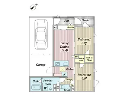 ARTRIBE SHINAGAWA(2LDK/1階)の間取り写真