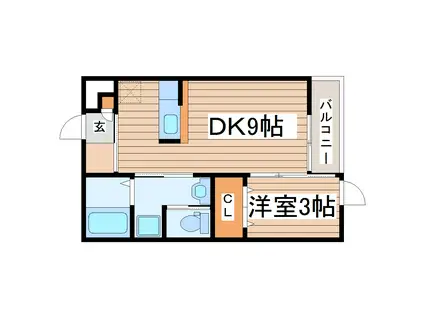 アルティスタF棟(1LDK/2階)の間取り写真