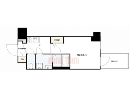 エスリード神戸三宮ヒルズ(1K/13階)の間取り写真
