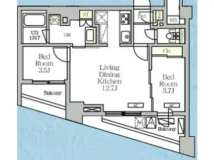 NOGATA RESIDENCE(2LDK/7階)の間取り写真