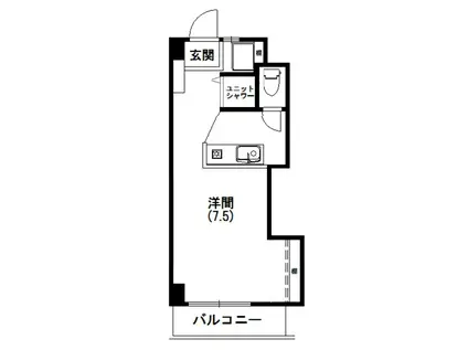 サンリバーハイツ(ワンルーム/3階)の間取り写真