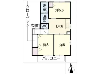 BEAMS B棟(3DK/1階)の間取り写真