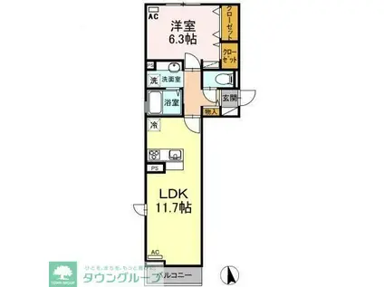 CASTLE上野(1LDK/2階)の間取り写真