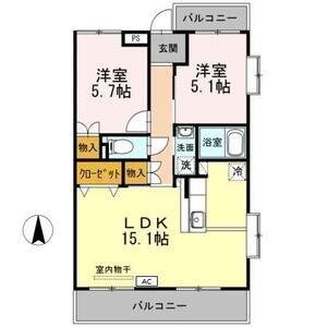 ヴェルドミール(2LDK/1階)の間取り写真