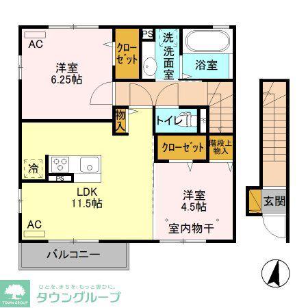 リノ C(2LDK/2階)の間取り写真