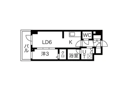 シーズンフラッツ高田馬場リバーサイドサウス(1LDK/2階)の間取り写真
