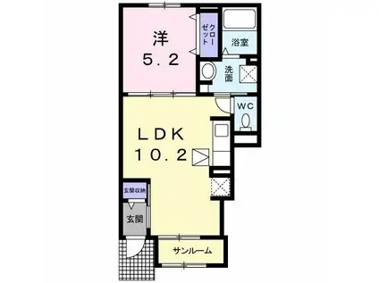 ファースト ステップ(1LDK/1階)の間取り写真