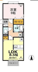 セジュールMIYA(1LDK/2階)の間取り写真