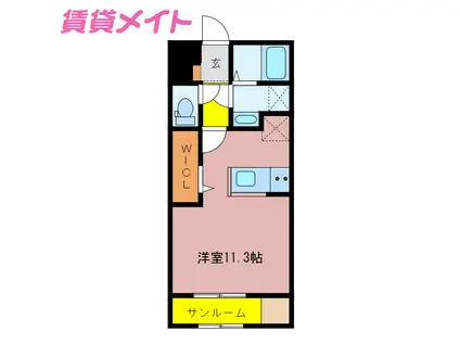 RUNA SOLEII(ワンルーム/2階)の間取り写真