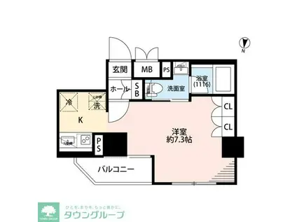 プレール・ドゥーク本所吾妻橋VI(ワンルーム/5階)の間取り写真