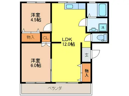 泉ヶ丘旭マンション(2LDK/3階)の間取り写真