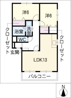 コート半田東 A棟(2LDK/2階)の間取り写真