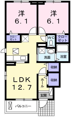 ハマナスI(2LDK/1階)の間取り写真