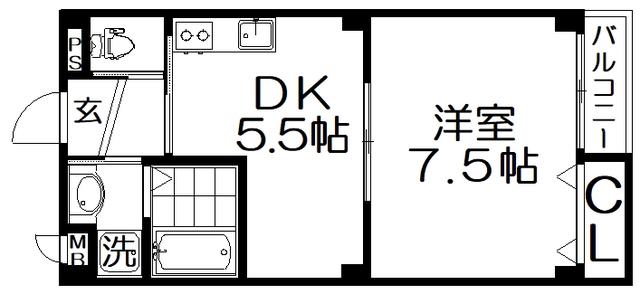グレートヒルズ(1DK/1階)の間取り写真