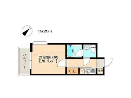 エステートモア大橋(1K/3階)の間取り写真