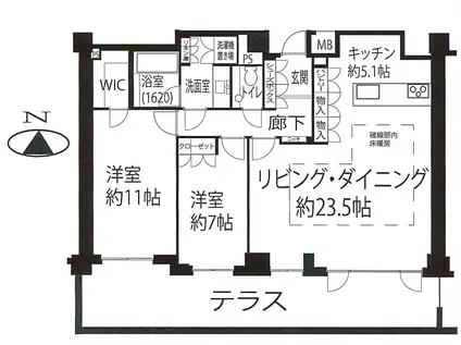 クレヴィア帝塚山ザ・ハウス(2LDK/1階)の間取り写真