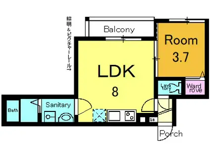 山科HATCH京都薬大前(1LDK/3階)の間取り写真