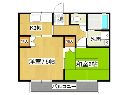 コーポみのり(2K/1階)の間取り写真