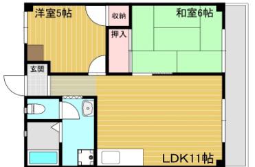 ファイブリーフ東加古川(2LDK/3階)の間取り写真