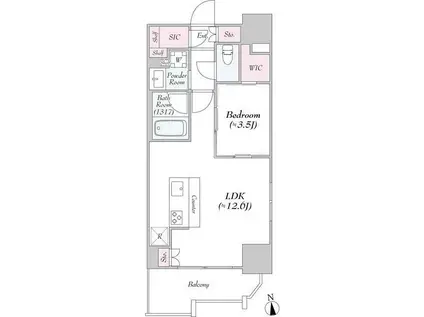 LOG浅草ウエスト(1LDK/11階)の間取り写真