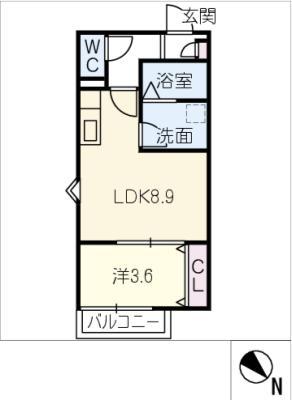 LECOCON弥富III(1LDK/3階)の間取り写真