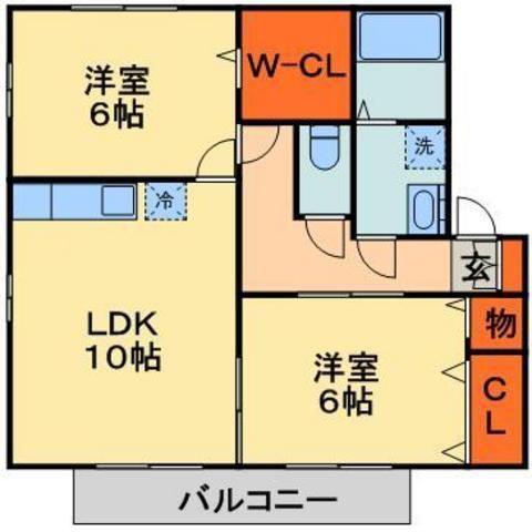 ピュア調(2LDK/1階)の間取り写真