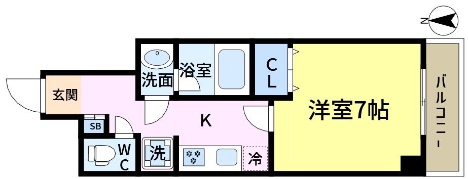 EAU・CLAIR(1K/2階)の間取り写真