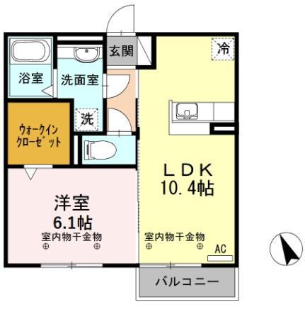 ウィンザー ベル(1LDK/1階)の間取り写真