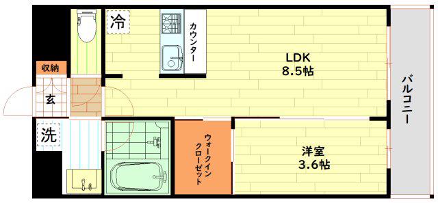 ORSUS大阪福島(1LDK/9階)の間取り写真