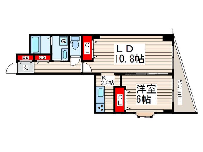 SOCIETY OPUS TWO(1LDK/3階)の間取り写真