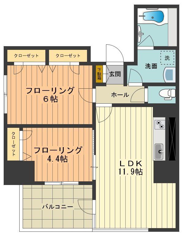 シャーメゾンステージ日野(2LDK/3階)の間取り写真
