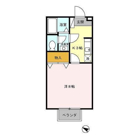 セジュール一番町(1K/1階)の間取り写真