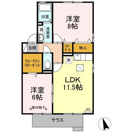 UNIT・8 B棟(2LDK/2階)の間取り写真